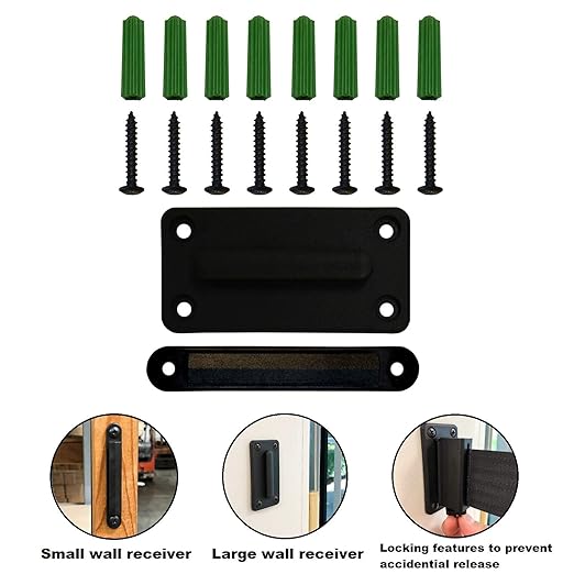VIP Crowd Control Retractable Belt Queue Safety Stanchion Barrier Set, 36" Ht, 78" Caution Belt + Wall Bracket (6 Posts Belt+SFrame+WBracket) …