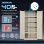Superday Metal Storage Cabinet with Lock, 72" H Garage Storage Cabinet with Doors and 4 Adjustable Shelves,Putty Steel Locking Cabinets for Office, Home, Garage, Gym, School