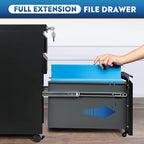 DEVAISE 3 Drawer Mobile File Cabinet with Lock, Under Desk Metal Filing Cabinet for Home Office/Legal/Letter/A4 File, Fully Assembled Except Wheels, Black