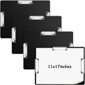 Tenceur 4 Pcs Extra Large 11x17 Clipboard - Horizontal Three Clip Plastic Clipboard for School, Office, Home & Teachers