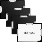 Tenceur 4 Pcs Extra Large 11x17 Clipboard - Horizontal Three Clip Plastic Clipboard for School, Office, Home & Teachers
