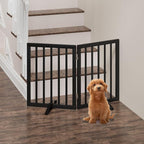 Dog Gate for Doorways, Foldable Dog Gate Indoor, Pet Gates for Doorways Bedroom, Puppy Gate with Metal Support Feet, Room Divider 2 Panels (Black)