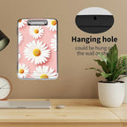 Clipboard with Storage High Capacity Plastic Nursing Clipboards with Pen Holder File Folder Storage Box Clipboard with Heavy Duty Clips for Teacher,Doctor,Offices-Pink Daisy