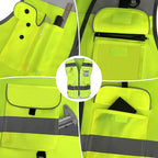 TCCFCCT High Visibility Safety Vest for Men Women 9 Pockets Hi Vis Reflective Vest for Safety, Work Vest with Reflective Strips, Meets ANSI/ISEA Standards, (Yellow, 4X-Large)