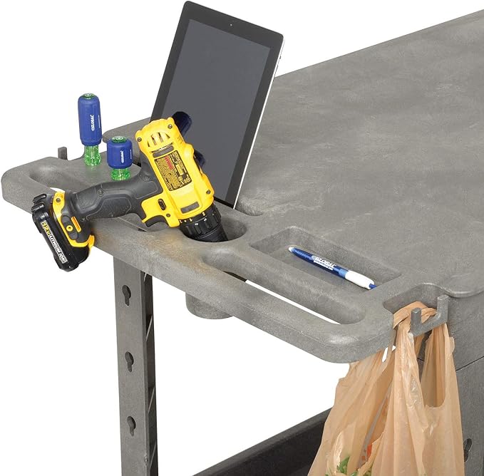 Global Industrial Plastic 2 Flat Shelf Service & Utility Cart, 44" x 25-1/2", 5" Rubber Caster