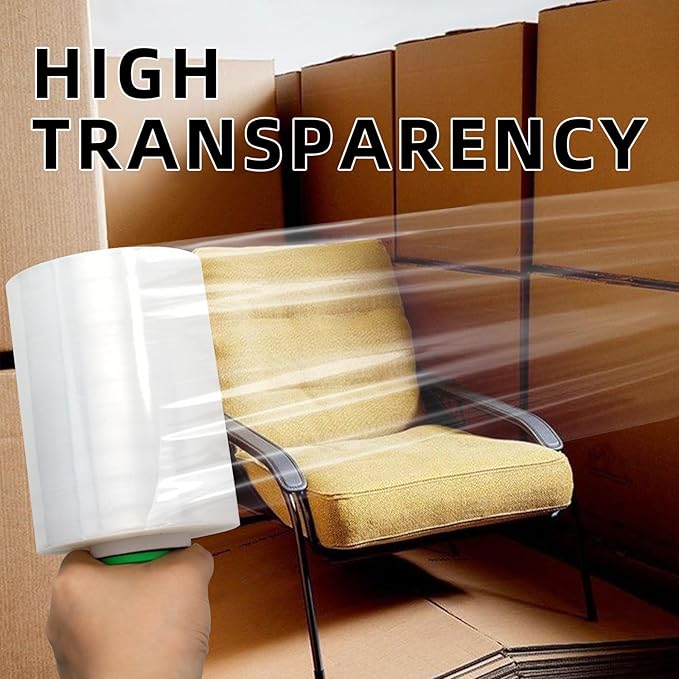 ROSEUP Clear Stretch Wrap Film 5" x 1000ft Roll, 80 Gauge Thick Cling Plastic Wrap for Moving, Pallet Wrap, Self Adhering Packaging Heavy Duty Shrink Film, 10 Pack