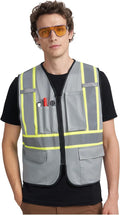 A-KSAFETY High Visibility Safety Vest for Men Women with Pockets and Zipper