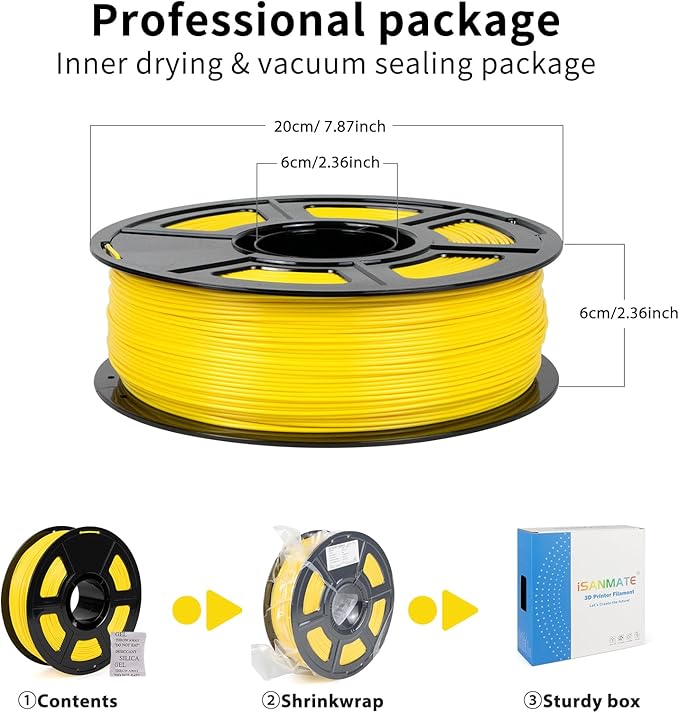 iSANMATE ASA Filament 1.75mm Yellow 1KG, UV & Weather Resistant 3D Printer Filament Perfect for Outdoor Functional Parts, Dimensional Accuracy +/- 0.02mm, 1kg Spool (2.2lbs)