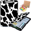 Clipboard with Storage,Storage Clipboard with Pen Holder,Heavy Duty Plastic Storage Clipboard with Low Profile Clip, Clipboard Folder, Teacher Must Haves, Office Supplies,Cute Cow