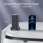 2 Pcs Power Strips with Surge Protection, 6.5 FT Extension Cord with Multiple Outlets, 12 AC 4 USB (1 USB C), Surge Protector Power Strip Tower Overload Protection for Home Office Desk