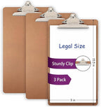 3 Clipboards, Legal Size Clipboard, 9" x 15.5" Clipboard, Clip Board with Metal Clip, Long clipboard, Large Sturdy Clip, Heavy Duty high Capacity Durable Wooden clipboard, Smooth Writing Surface