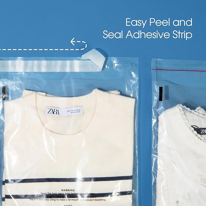 Spartan Industrial - 9” X 12” (200 Count) Self Seal Clear Poly Bags with Suffocation Warning for Packaging, T Shirts - Resealable Glue
