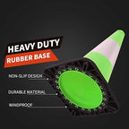 18" Traffic Safety Cones Road Cones, Construction Cone with Rubber Base & Reflective Collars, Restorable Parking Cones, Heavy Duty Road Cones for Traffic Control & Road Safty(8 Pack-Green）