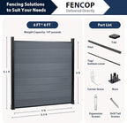 6x6Ft Outdoor Privacy Fence, Wind Resistant, Wood Plastic Composite Fence Panel with 2 Posts, Yard and Garden Fencing