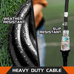 3-Outlets Indoor Outdoor Extension Cord Weatherproof with Lighted End, UL Listed, 10 Gauge 10FT Black 3 Prong Heavy Duty, 10/3 SJTW 15A Power Cord