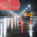 Reflective Rubber Base Traffic Delineator Post - Heavy-Duty Safety Bollards for Parking Lot Markers, Road Construction, Driveway Warning - with Reflective Strips (6 Pack - 42 Inch)