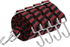 uxcell 4Pcs Adjustable Bungee Cords with Hooks, 79 Inch Flat Heavy Duty Elasticity Straps Rubber Bungee Cords with Buckle for Outdoor, Camping, Tarp, Bike Rack, Luggage, Black Red