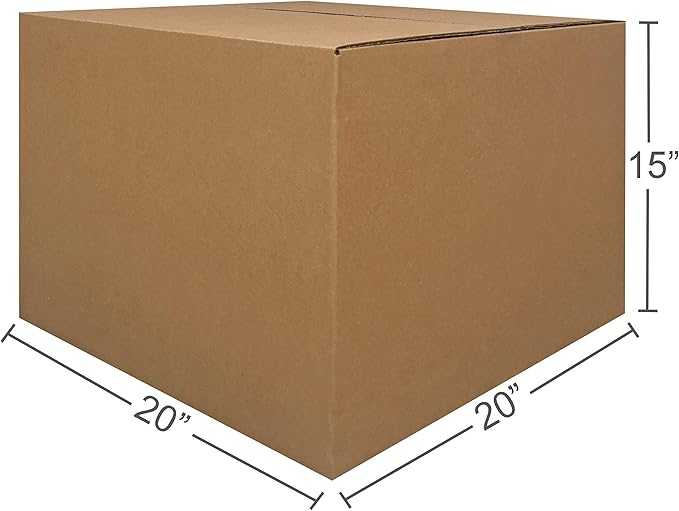 Amazon Basics Cardboard Moving and Storage Boxes, 12 Pack, Large, Brown, 20" x 20" x 15"
