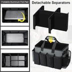 Wearable Large Cleaning Caddy Bag for Housekeeper, Clean Supply Organizer with Adjustable Shoulder, Waist & Handle Straps, Detailing Bag for Kitchen Supplies (Black&Gray)