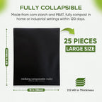100% Compostable Biodegradable Mailers | Reusable Poly Bags | Zero-Waste Double-Seal Extra Thick | Shipping Envelopes Pouches | Certified Green Packaging - Size 14.9" x 19"