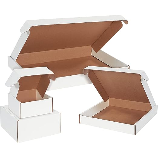 Box USA 12" Deluxe Shipping Boxes, 12 1/8"L x 9 1/4"W x 4"H, 50-Pack - White Box Mailers for Packaging, Storage, Gifts or Bulk Business Orders