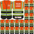 BeautyWill Custom Logo 10/20 Pack Safety Vest Class2 High Visibility Vest with Pockets Breathable Construction Vest Bulk