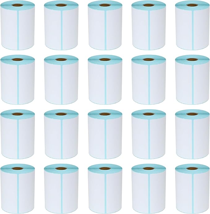 L LIKED 5000 PCS 4"x 6" Direct Thermal Labels White Perforated Shipping Labels, 250 per Roll, Pack of 20 Rolls - Commercial Grade