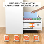 INTERGREAT Lateral File Cabinet 2 Drawer, Metal 2 Drawer White Filing Cabinet with Lock for Home Office, Locking File Cabinets for Letter/Legal/F4/A4 Size Hanging Files, Easy Assembly
