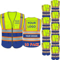 BeautyWill Custom Logo Safety Vest Class 2 High Visibility Reflective Vest for Men - Personalized Logo Team Vest