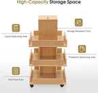 BarberPub Multi-Functional Kitchen Trolley with Lockable Wheels, 3-Tier Tool Storage Organizer, Mobile Cart for Kitchen, Craft Room, Living Room, Office 2038 (Oak)