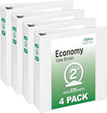 Office Essentials Economy View 3 Ring Binders, 2" Round Rings, 2.8" Spine, 375-Sheet Capacity, White Binders (4-Pack of 03146)