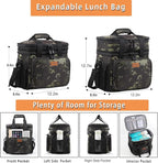 Expandable XLarge Lunch Box, Insulated Heavy Duty Lunch Bag Waterproof Leakproof Durable Cooler Bag for Men Women Adults Work Construction Camping Trip, 22L, Black-Camo