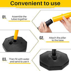 Konohan 18 Sets 34 Inch Parking Cone Delineators Post Traffic Cone Plastic Stanchion Set Stands Parking Barrier with Base 6.6 ft Chain S Hooks Reflective Collar (Yellow,Black)