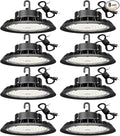 UFO LED High Bay Light 100W 8Pack, High Bay LED Shop Lights 14,000LM Dimmable, 6' Cable with US Plug, Hanging Hook, Safe Rope, High Bay LED Light for Warehouse Factory Barn Shop
