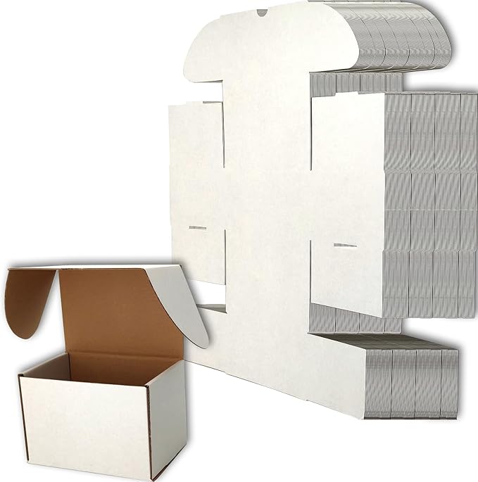 8x6x6 inches Small Shipping Boxes Set of 25 - White Mailer Corrugated Cardboard Boxes for Shipping Packaging Mailing Products