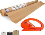 Brown Kraft Paper Roll 48" x 1800" (150 feet) with Cutter - USA-Made Quality Paper 50lb Thickness for Wrapping, Packing, Moving, Shipping, & Crafts/Arts - Natural Kraft Material by IDL Packaging