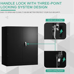 Locking Garage Storage Cabinet with Door, Black Metal Wall Cabinet with Shelves, Small File Cabinet for Home, Office, School, 41.6''H× 36 ''W ×18''D, Assembly Required
