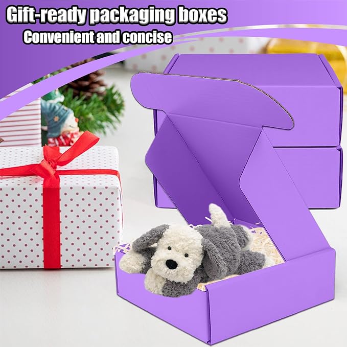 Small Shipping Boxes, 50 Pack Cardboard Box Corrugated Mailer Boxes Small Corrugated Boxes For Shipping Packaging Craft Gifts Giving Products, 6 x 4 x 1.6 Inches (Purple)