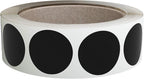 Royal Green Round Labels 1 Inch - Black Dot Stickers on a Roll 25mm - 600 Pack