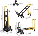 3-in-1 Industrial Convertible Hand Truck Dolly Cart,1000 lbs Capacity Aluminum Dolly Hand Truck with Stair Climber Wheels,Hand Trucks Heavy Duty for Warehouse Moving(Black Yellow)