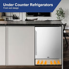 Tylza Outdoor Beverage Refrigerator 24 Inch, Stainless Steel Under Counter Beverage Cooler, 190 Cans Beer Fridge Built-in and Freestanding Beverage Fridge