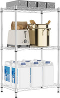 M MZG 3-Tier Metal Wire Shelving Rack with Wheels – Chrome 11.8"D x 17.7"W x 28.8"H