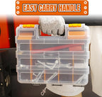 Tool Box with Transparent Lid, Double Side 34-Compartments Organizer Box with Removable Dividers for Hardware, Screws, Bolts, Nails, Beads, Jewelry and Fishing Accessories, Orange, 4 Pack