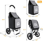 Olympia Tools Aluminum Foldable Utility Shopping Cart for Groceries with Big Wheels and Removable Bag, Collapsible Personal Folding Cart