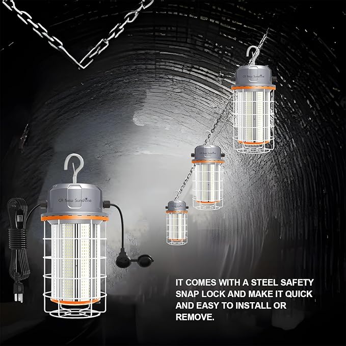 400W LED Temporary Work Light，56000Lumens 5000K Daylight White ON/Off Switch & Hook, IP65 Dust & Waterproof,Portable Hanging Construction Site Light for Jobsite, Warehouse, Workshop, Outdoor Projects