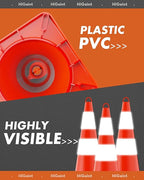 [6 Pack] HiGiant 28 inch Traffic Safety Cones with Reflective Collars, Sturdy Orange PVC Cones for Road Safety, Parking lot and Driving Training