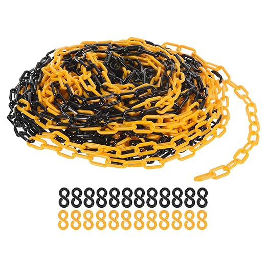 PATIKIL Plastic Chain Links, 100 Foot Safety Barrier Chain Yellow/Black for Crowd Control, Queue Line, Parking, Fence, Gate, Concert, Construction Site and Decoration