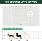 FXW Dog Gate Extra Wide Designed for Indoor Use, Adjustable Width Up to 55-inch Wide (45" H 2 Wire Panels for Large Dogs), White