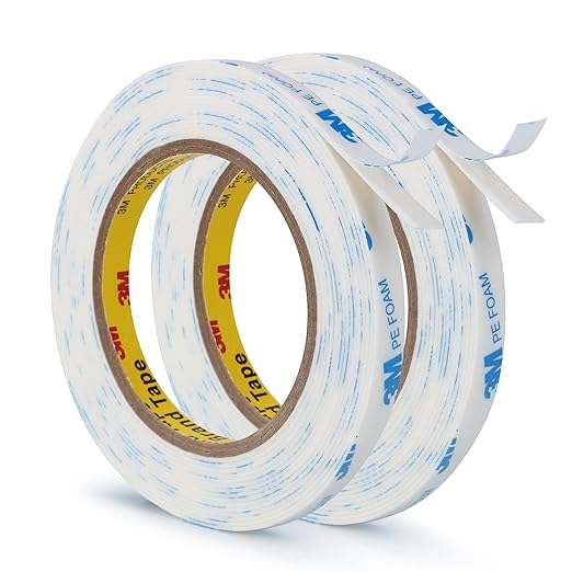 3M Double Sided Tape 0.39"×16.5Ft 2 Pack, Removable PE Foam Tape Heavy Duty Waterproof No Damge Wall Tape for Home Office Decor Crafts Arts DIY Paint Picture Poster