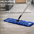 KLEEN HANDLER 24 Inch Microfiber Dust Mop Bulk Pack of 12, Medium Washable Commercial Dust Mop, Sweeper, Janitorial Dust Mop Head Replacement, Push Mop Broom, Blue